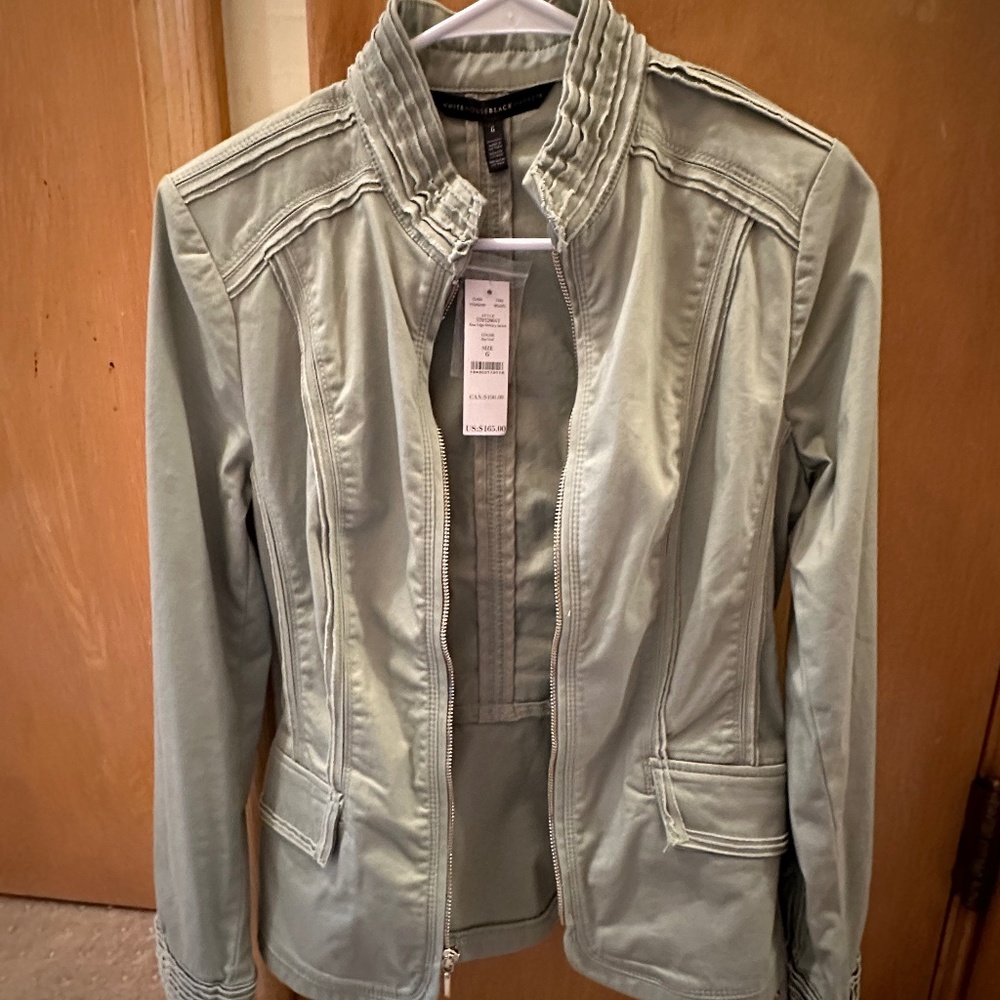 NWT White House Black Market Raw Edge Military Jacket size 6